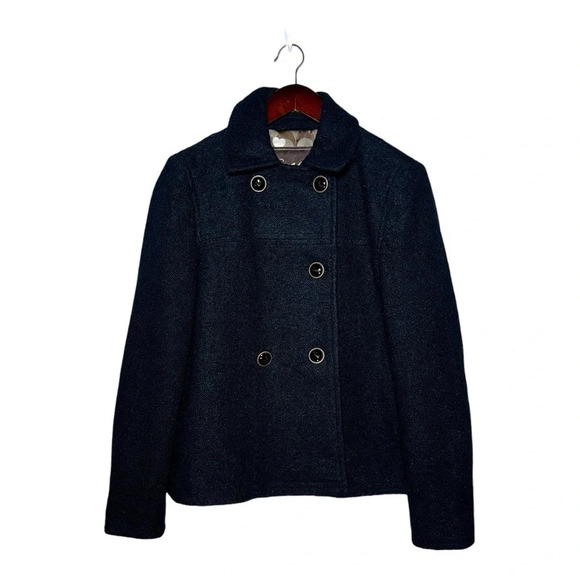 Coach Wool Blend Double Breasted Lined Coat, Black, Size Small - Missing Button - Picture 1 of 3